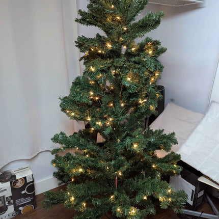 SHareconn 7ft Prelit Artificial Hinged Christmas Pine Tree with Remote Control,