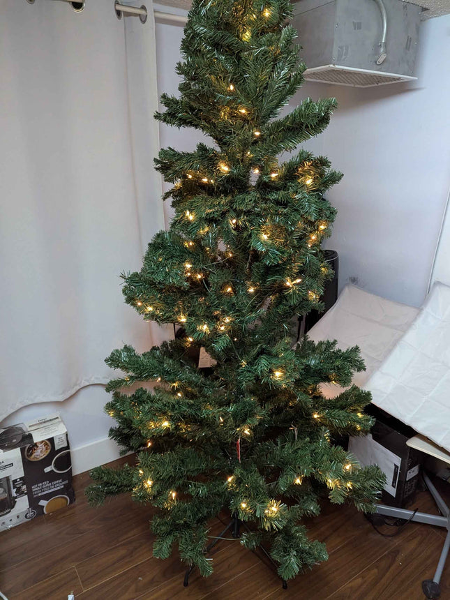 SHareconn 7ft Prelit Artificial Hinged Christmas Pine Tree with Remote Control,