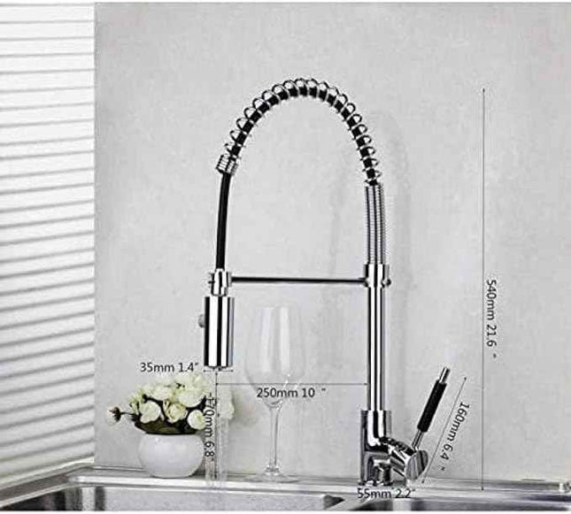 CRJUS Faucet Led Chrome Brass Orb Pull Out Down Rotated Spring Kitchen Basin Swi