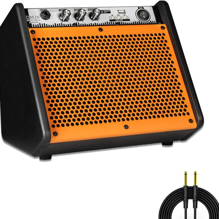 COOLMUSIC 20W Bluetooth Amplifier, 6.5 inch Woofer & 2 inch Tweeter for E-Drums & Keyboards (No Audio Cable)