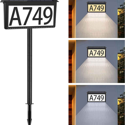 Nazuwke Solar Address Sign, House Numbers for Outside Light Up, 3 Colors Waterpr