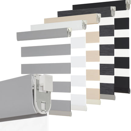 Persilux No Drill No Tool Zebra Blinds Light Filtering Dual Layer Privacy for Da