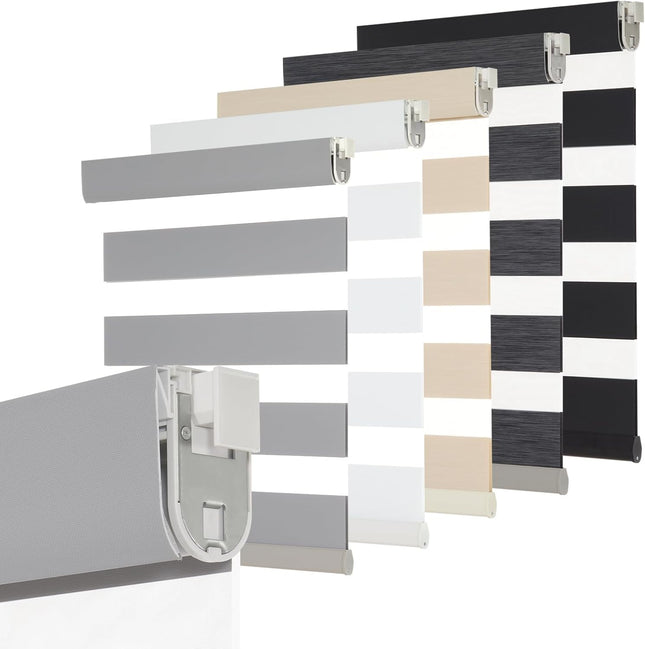 Persilux No Drill No Tool Zebra Blinds Light Filtering Dual Layer Privacy for Da