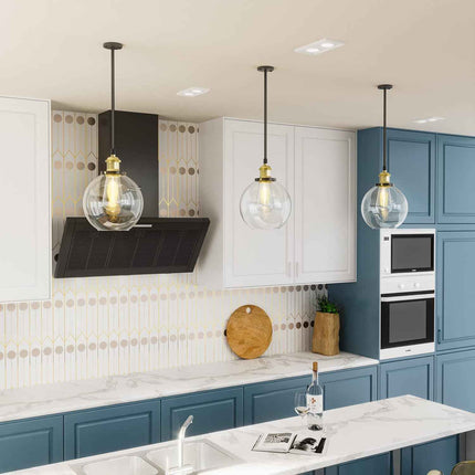 Frideko 2pc Glass Pendant Light - 7.9 inches Globe Pendant Light, Vintage Pendan