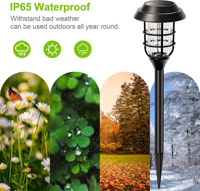 8 Pack Solar Lights Outdoor, LETMY Brighter Solar Lights Outdoor Waterproof, Aut