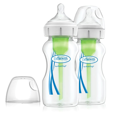 Dr. Brown's Natural Flow Anti-Colic Options+ Wide-Neck Baby Bottle, 2x9 oz Bottl