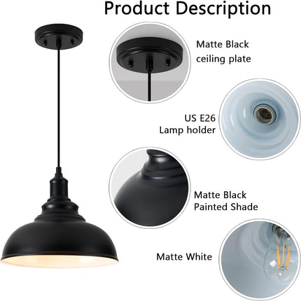 ALAISLYC 3 Pack Farmhouse Pendant Light Black Pendant Lighting for Kitchen Islan