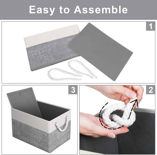 Fab totes Storage Bins 2-Pack，White & Grey