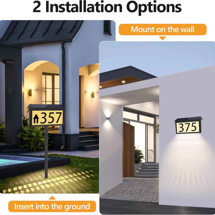 Nazuwke Solar Address Sign, House Numbers for Outside Light Up, 3 Colors Waterpr