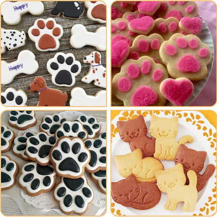 Thinp 4 Pcs Dog Cookie Cutter Set,Including Dog Shaped Cookie Cutters Dog Bone C
