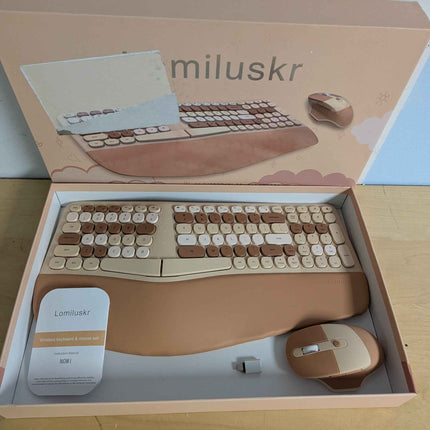 Wireless Ergonomic Keyboard and Mouse Combo, Split Keyboard, Stain-Resistant Com