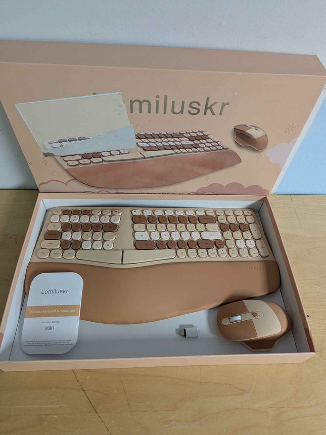 Wireless Ergonomic Keyboard and Mouse Combo, Split Keyboard, Stain-Resistant Com