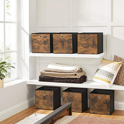 SONGMICS Cube Storage Bins, Set of 6 Storage Baskets with Handles, Foldable, Oxf