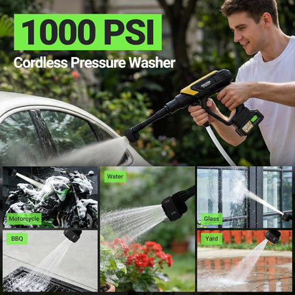 Incomplete — NACATIN 1000 PSI Cordless Pressure Washer, 21V 4.0Ah Brushless