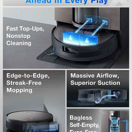 ECOVACS DEEBOT X11 OmniCyclone Robot Vacuum and Mop, Bagless Auto-Empty Station,