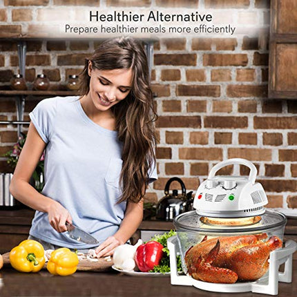 NutriChef Air Fryer, Halogen Infrared Convection Oven - Large 13 Quart Glass Air