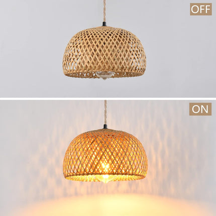 NAANN Plug in Pendant Light, Bamboo Rattan Pendant Lighting Fixtures Rustic Farm