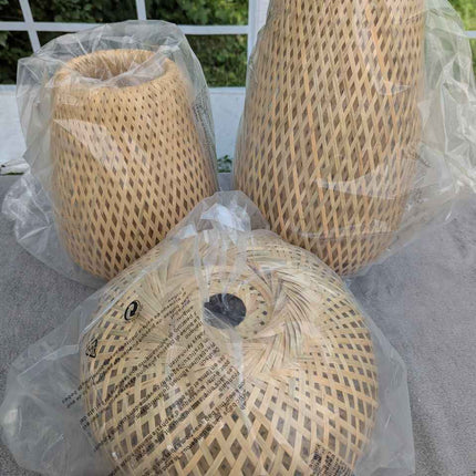 AOODU Rustic Rattan Pendant Light Fixture Farmhouse Bamboo Lighting fixtures 3-L