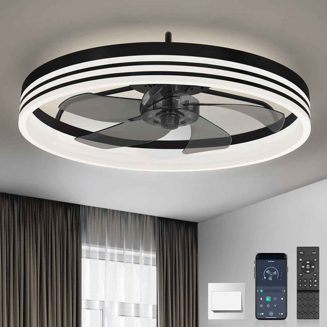 Ltemziiy Ceiling Fans with Lights and Remote, 19.7" Low Profile Flush Mount Ceil