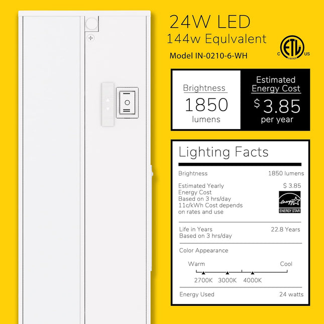 GETINLIGHT 48-inch 3 Color Levels LED Under Cabinet Lighting, Hardwired or Plugg