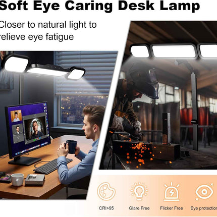 NUERPO LED Desk Lamp with Clamp,Adjustable Swing Arm Desks Lamps for Home Office