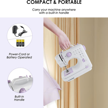 Sewing Machine for Beginners with Extension Table and Sewing Kit, Portable Mini