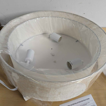 (Cracks) CALOKES 18-Inch Large Flush Mount Ceiling Light Fixture with Fabric Sha