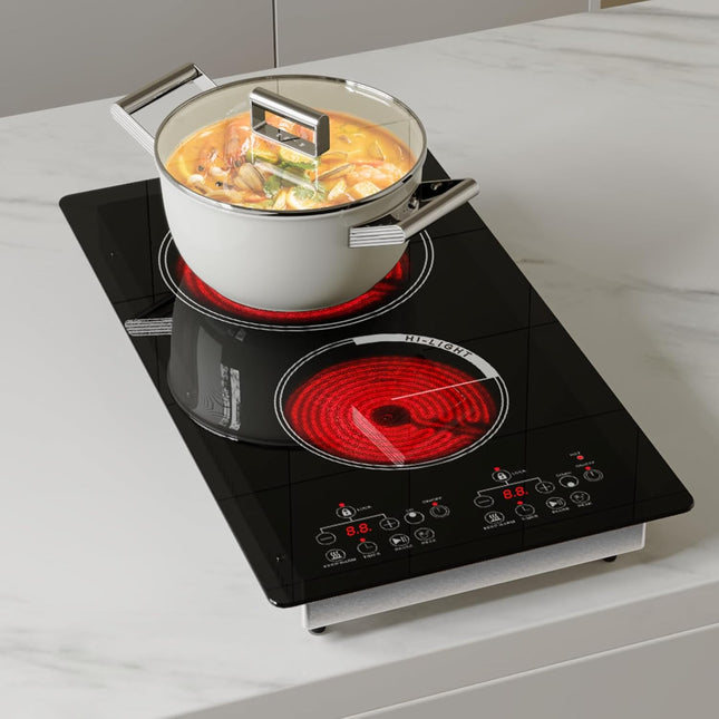 Argyolas 2000W 12 inch Electric Stove, 2 Burners Hot Plates for Cooking, Counter