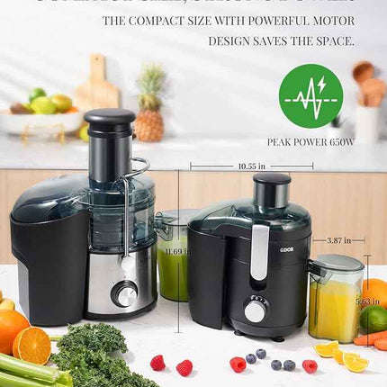 GDOR Juicer Machine, Electric Centrifugal Juicer with Titanium Enhanced Cut Disc