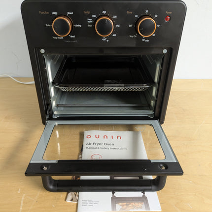 OUNIN Air Fryer Toaster Oven with Steam Infusion, 12L Countertop Oven, 6-in-1 Bake, Broil, Grill & Air Fry, Black