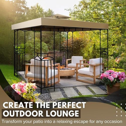 Flexzion Gazebo Cover Replacement Canopy Top 10x10 Ft (3m x 3m) - Double Tier To