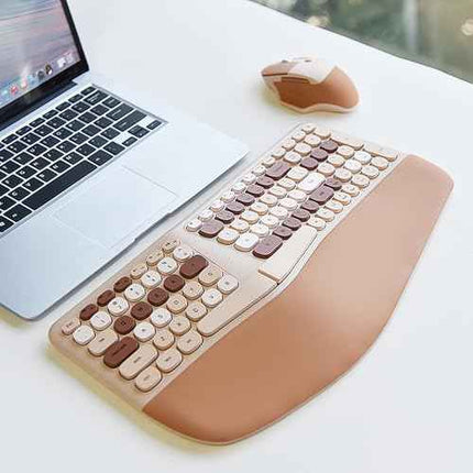 Wireless Ergonomic Keyboard and Mouse Combo, Split Keyboard, Stain-Resistant Com