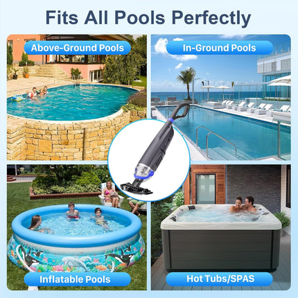 Sharkswell (2025 Upgraded) Cordless Pool Vacuum with Telescopic Pole,60 Min Powe
