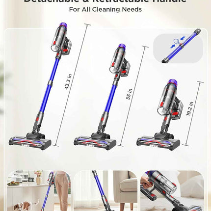 Cordless Stick Vacuum Cleaner for Home: Power Suction Vacuum Tangle-Free Lightwe