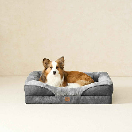 EHEYCIGA Memory Foam Dog Bed for Large Sized, Orthopedic Dog Sofa with Sides and