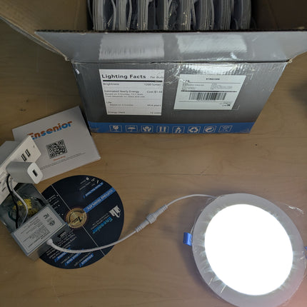 Ensenior 6Inch LED Recessed Slim Pot Light with Junction Box, 2700K/3000K/3500K/