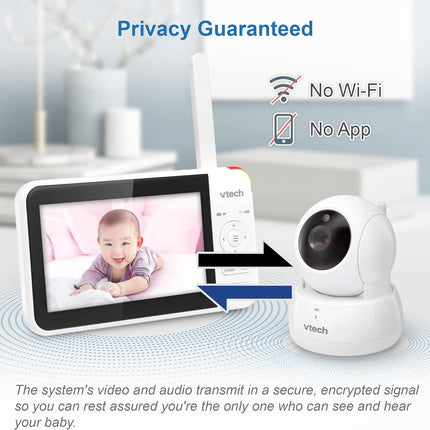 VTech VM924-2 Pan & Tilt Video Baby Monitor with 2 Cameras, 5" LCD Screen, Up to