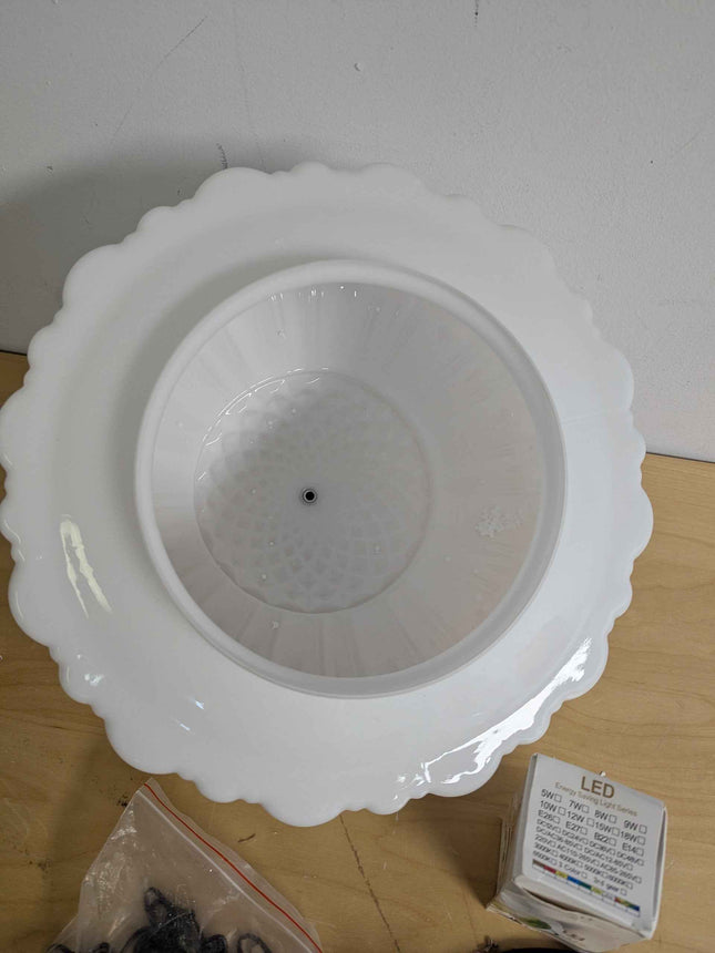 (No ceiling plate) CLARSYNE 14" Vintage Milk Glass Pendant Light, Mid-Century Mo