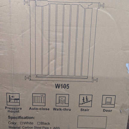 ALLAIBB 26 27 28 inch Baby Gate Wide Pressure Mounted White Walk Through Auto Cl