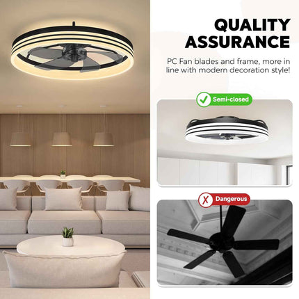 Ltemziiy Ceiling Fans with Lights and Remote, 19.7" Low Profile Flush Mount Ceil