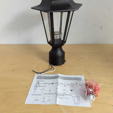 WISBEAM Outdoor Post Light, E26 Pole Lantern with Aluminum Housing & Glass, 60W Max, Wet Rated, Black Rustic