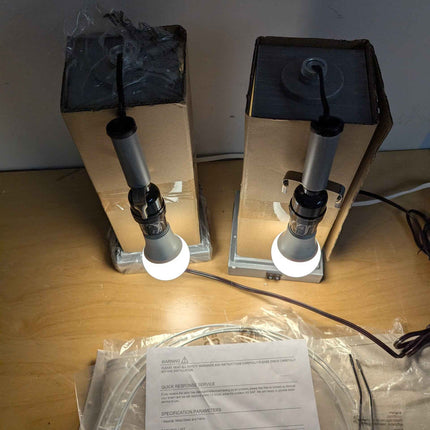 Cinkeda 27" Tall Vintage Table Lamp Set of 2 with USB C+A & Outlet,Gray Nightsta