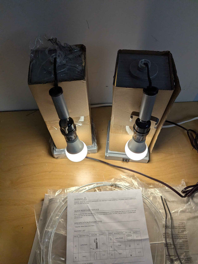 Cinkeda 27" Tall Vintage Table Lamp Set of 2 with USB C+A & Outlet,Gray Nightsta