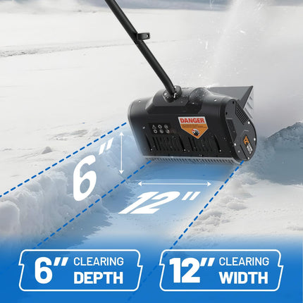 Litheli Cordless Snow Shovel, 20V 12'' Brushless Electric Snow Blower for Drivew