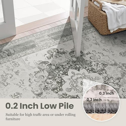 OTAHGK 2x10 Machine Washable Non-Slip Runner Rug - Soft Faux Wool & Polyester, B