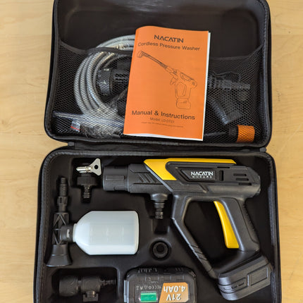 Incomplete — NACATIN 1000 PSI Cordless Pressure Washer, 21V 4.0Ah Brushless