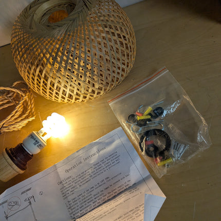 NAANN Plug in Pendant Light, Bamboo Rattan Pendant Lighting Fixtures Rustic Farm