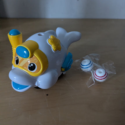 Baby Fish Musical Crawling Toy with Lights, Sounds, Blowing Ball, Infant Sensory