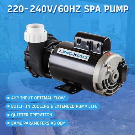 LINGXIAO LX 4HP 2-Speed Hot Tub Spa Pump, 220-240V, 2 Inch Ports
