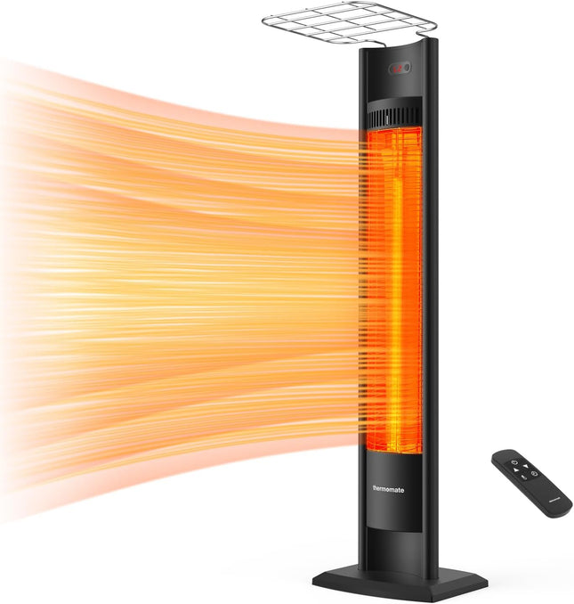 (No remote) ThermoMate Outdoor Indoor Electric Patio Heater, 1500W 38.5" Portabl